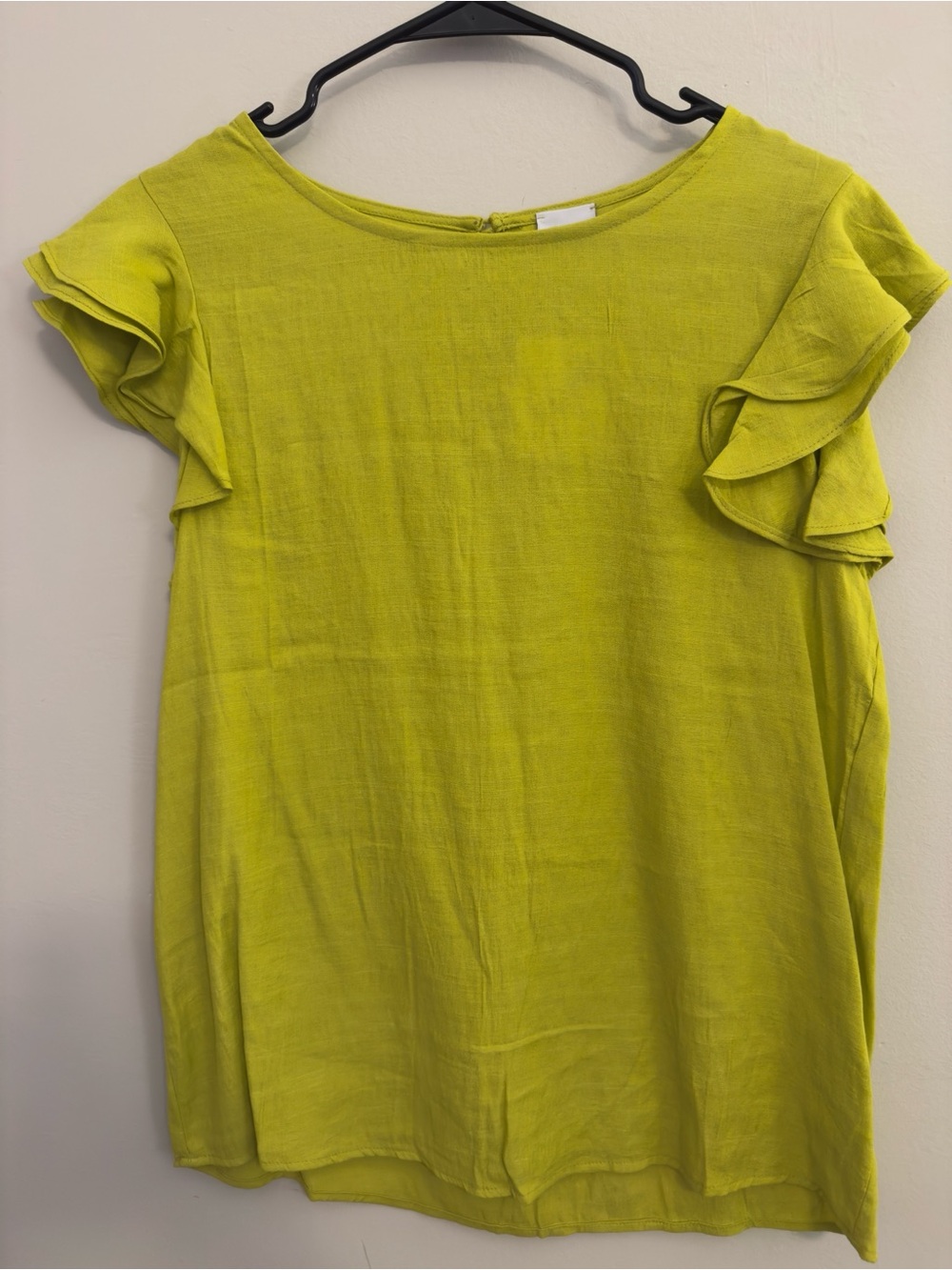 Cozy Casual Lime Green Ruffle Sleeve Blouse